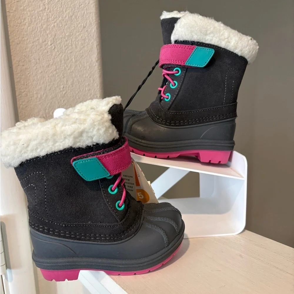 Cat & Jack Toddler Girls Winter Boots Sz 5 Journey Snow Waterproof Gray